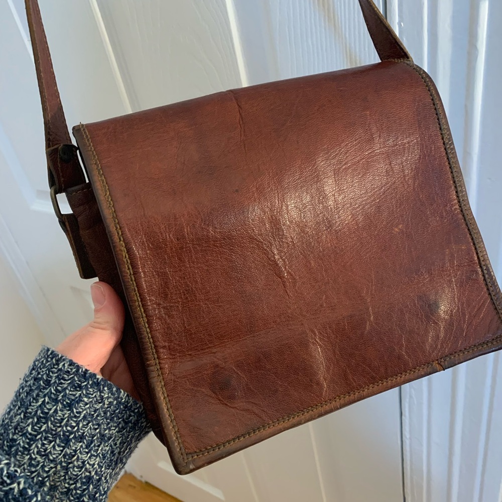 Hand made leather cross body bag